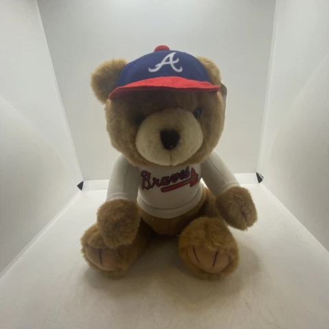 Vintage Atlanta Braves MLB  Baseball Plush Stuffed Brown Teddy Bear Mascot Cover