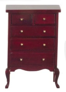 Maison de Poupées Acajou Queen Ann Commode Miniature Mobilier de Chambre - Photo 1/8