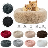 Pet Dog Cat Calming Bed Round Nest Warm Soft Plush Sleeping Bag Comfy Flufy Gift