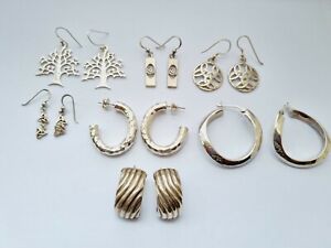 Job Lot Of Sterling Silver Jewellery Earrings X7 PAIRS 38gr