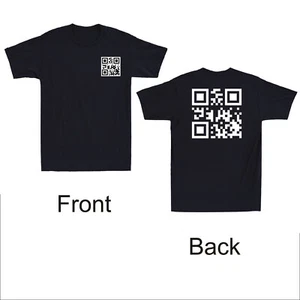 Fuc k You Q R Code Funny QR Code Meme Joke Quote Gift Front & Back Men's T-Shirt - Picture 1 of 8