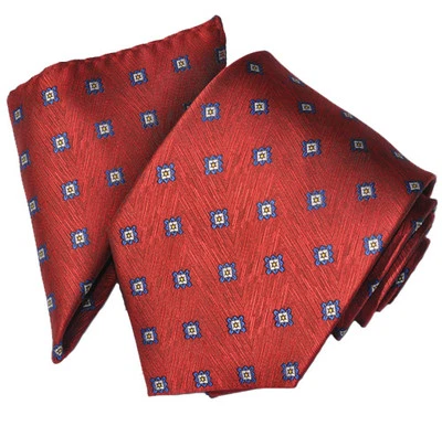 Corbata Hombre Rojo y Azul Estampado Geométrico Foto 1 de 4