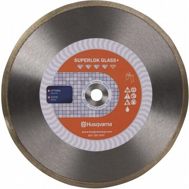 Hoja de vidrio de sierra para azulejos de cerámica Husqvarna de 10 pulgadas Premium Superlok Glass Plus  Foto 1 de 1