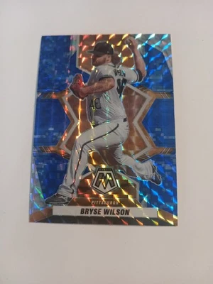 2022 Panini Mosaic - Bryse Wilson #95 Blue Camo Mosaic Prizm - Image 1 of 4