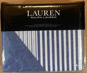 Lauren Ralph Lauren Heidestreifen 3-teilig Full/Queen Bettbezug Set blau NEU $ 385 - Bild 1 von 6