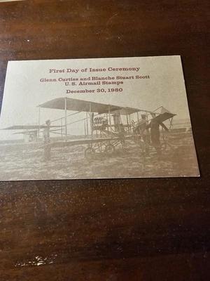 USPS FDC CEREMONY PROGRAM GLENN CURTIS  & BLANCHE  SCOTT W/ FDC'S - Image 1 of 4