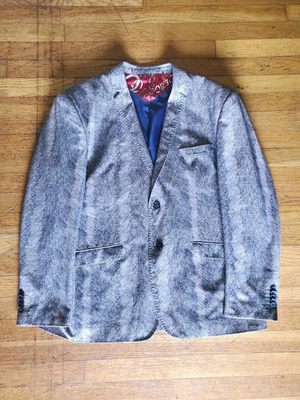 Mens XL 46-48 Elie Balleh Velvet Fur Print Urben Sport Coat Blazer Milano Italy - Image 1 of 4