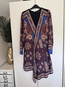Oasis Paisley Print Scarf Asymmetric Hem Dress Size 14 - Picture 1 of 1