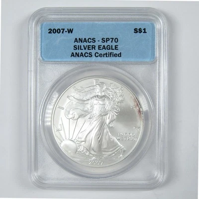2007 W American Silver Eagle SP 70 ANACS $1 Burnished SKU:CPC8022 - Image 1 of 4