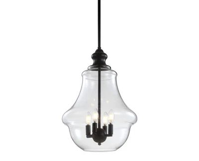 JYL9046A Adam 16" Adjustable Metal/Glass LED Pendant, Oil Rubbed Bronze Class... - Image 1 of 4