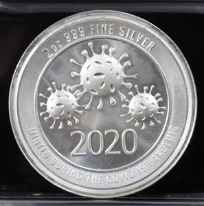 2020 2 Oz .999 Fine Silver Round Cov 19 Pandemic Bullion Round - Picture 1 of 2