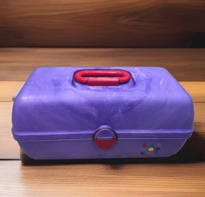 Vintage Caboodles Makeup Case 3 Tier Travel Vanity Mirror Purple Model 2630 - Picture 1 of 7