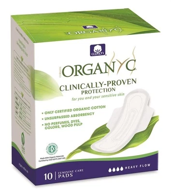 Organyc Periodeneinlagen - Nacht (starker Fluss) gefaltet mit Flügeln - 10 Pads - 2er Pack