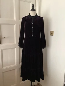 BRANDNEU MIT ETIKETT BRORA SEIDE SAMT STUFEN TUNIKA KLEID TRAUBE UK8-10/US4 £395 - Bild 1 von 16
