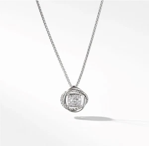 Gorgeous David Yurman Sterling Silver & Diamond Pave Infinity Necklace Pendant - Picture 1 of 6