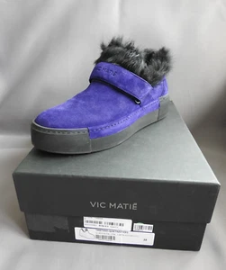VIC MATIE Wildleder Leder Sneaker 38 US 8 Kaninchenfellfutter Violett Made in Italy - Bild 1 von 7