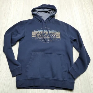 Cabelas Hoodie Adult Small Blue Hooded Sweatshirt Fleece Pullover Camping - Picture 1 of 7