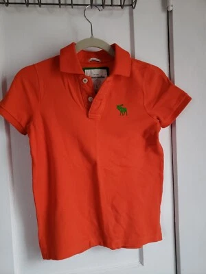 Abercrombie Kids Boys Orange Pique Polo Muscle Short Sleeve Green Moose Large - Image 1 of 4