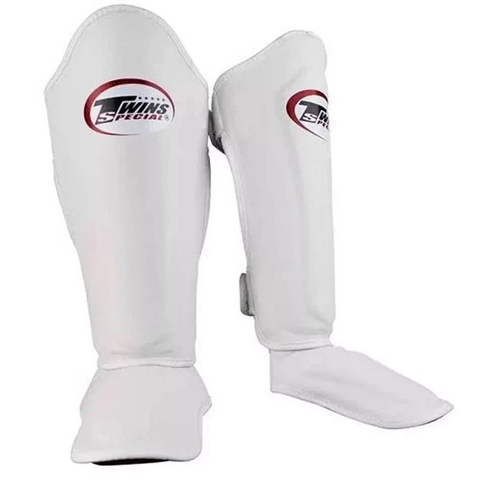Special Shin Guards Twins SGL10 Leather White MMA Boxing Protector Training Muay - Image 1 of 4