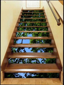 3D Green Leaves 980 Stair Risers Decoration Photo Mural Vinyl Decal Wallpaper - Picture 1 of 5