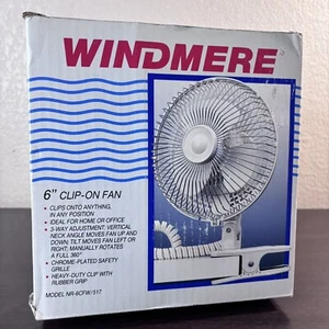 Rare Vintage Powerful WINDMERE 6” Clip-On Fan Model NR-6CFW/517 New In Open Box - Picture 1 of 9