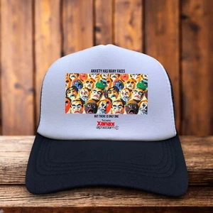 Xanax Mens Trucker Hat Black Snapback Anti-Anxiety 80s Advertisement Retro Cap - Picture 1 of 6