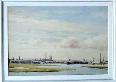 Poole Harbour, Dorset.  Vintage Watercolour by Edgar T Holding RWS (1870-1952) - Image 1 of 4
