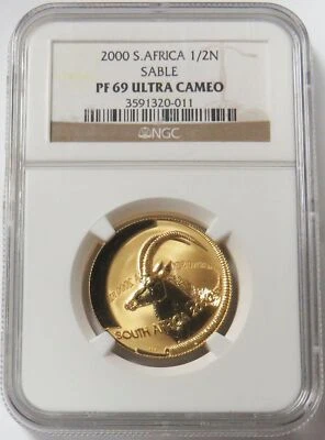 2000 GOLD SOUTH AFRICA 1/2 OZ NATURA SABLE COIN NGC PROOF 69 UC 1,964 MINTED - Image 1 of 3