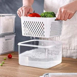 Fresh Box Plastic Refrigerator Storage Container Kitchen Food Holder Vegetable - Picture 1 of 12