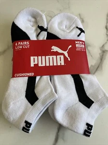 New PUMA Men's 6 Pack Designer Athletic Sports Casual Gym Low Cut Socks White - Picture 1 of 7