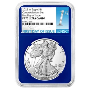 2022-W $1 1-oz Proof American Silver Eagle Congratulations Set NGC PF70UC FDI - Picture 1 of 3