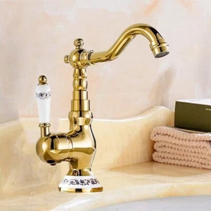 Gold Color Brass Ceramic Kitchen Bathroom Sink Swivel Faucet Mixer Tap msf920 - Picture 1 of 6
