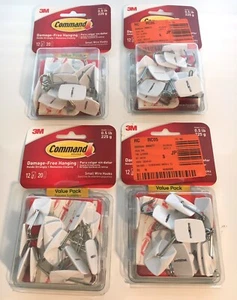 Lot of 4 Packs - 3M Command WHITE Small Wire Hooks - #17067-12ES - Picture 1 of 3