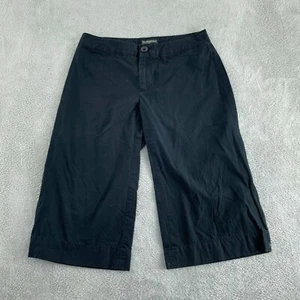 Banana Republic Womens Wide-Leg Black Cropped Cotton Pants Size 8 4857 - Picture 1 of 9