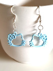 Cute Light Blue Hello Kitty Character 925 Sterling Silver Plated Earrings