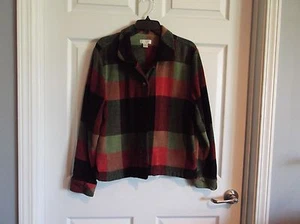 EUC Christopher & banks womens XL blazer long sleeve orange green brown plaid - - Picture 1 of 5