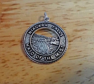Dije de plata esterlina 23 mm Cataratas del Niágara Dama de la Niebla Nueva York - Imagen 1 de 3