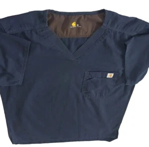 Carhartt Men's Short Sleeve V Neck Performance Medical Scrubs Blue - Picture 1 of 12