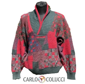 Retro Carlo Colucci Jumper Knit 3D Sweater Cosby Germany High Neck Size 50 M 2 - Picture 1 of 16