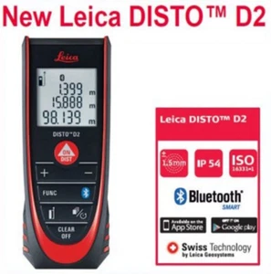 Leica Disto D2 NEW BLUETOOTH Laser Distance Meter 100m Measuring Range - Picture 1 of 7
