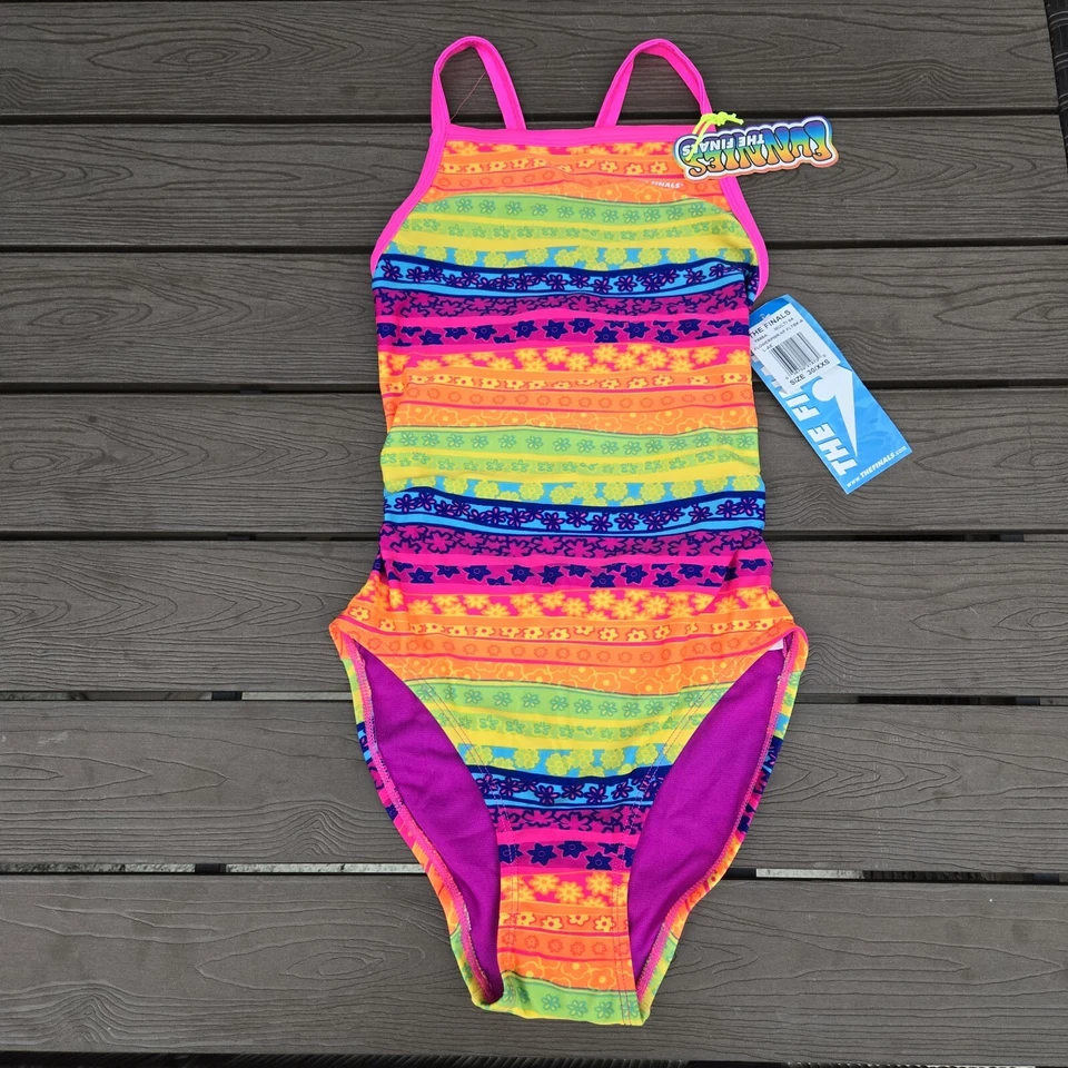 TYR The Finals Youth Girls Bubble Blitz Foil Swimsuit Flutterback -Size 22