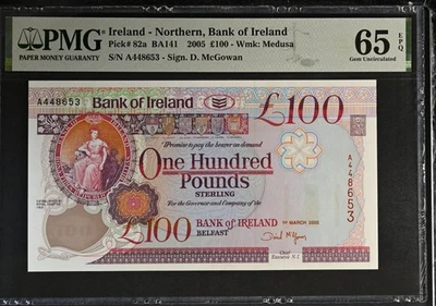 Northern Ireland 100 Pounds 2005 P 82 a Gem UNC PMG 65 EPQ - Image 1 of 4