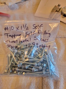 #10 x 1-1/2" Cabezal de arandela hexagonal autoperforante, tornillo de chapa de grifo automático, 100pk, J8 - Imagen 1 de 2