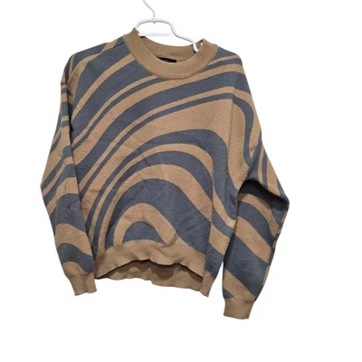 Suéter Rachel Rachel Roy Gris Tostado Abstracto Rayas Mujer’s Pequeño Pullover Foto 1 de 4