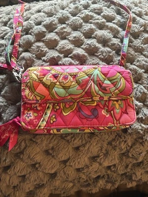 Vera Bradley Crossbody Wallet Purse Pink Paisley Floral Pattern - Image 1 of 4