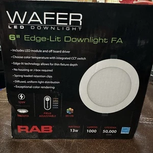 RAB 6 inch Wafer  LED Recessed Down Light WFRL6R139FA120WS - Picture 1 of 4