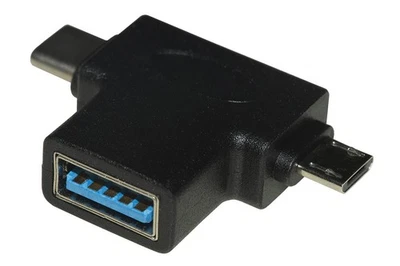 ADATTATORE 3 IN UNO - CONNETTORE USB A FEMMINA - MICRO USB MASCHIO - USB-C MASCH - Immagine 1 di 4