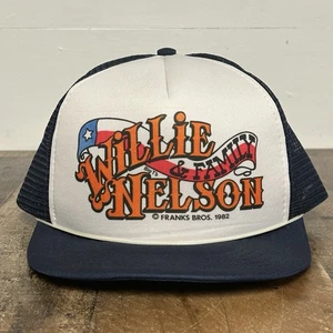 Willie Nelson & Family Texas Flagge Netz Trucker Druckknopflasche Mütze blau Frank Bros 1982 - Bild 1 von 20