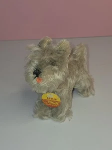 Steiff Tessie Schnauzer cane anni 60 mohair peluche 5,5 pollici ID bottone collare vintage - Foto 1 di 12