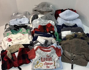 27 Piece Clothing Bundle Baby Boy 0-3 Months New & Used, Sleepers, Bunting, Hats - Picture 1 of 20